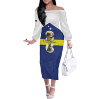 Personalized Curacao Football Off The Shoulder Long Sleeve Dress 2026 The Blue Wave is Rising - Wonder Print Shop