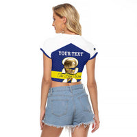 Personalized Curacao Football Raglan Cropped T Shirt 2026 The Blue Wave is Rising - Wonder Print Shop