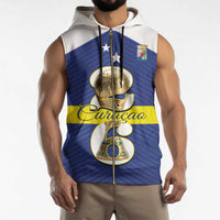 Personalized Curacao Football Sleeveless Zip Hoodie 2026 The Blue Wave is Rising - Wonder Print Shop