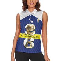 Personalized Curacao Football Women Sleeveless Polo Shirt 2026 The Blue Wave is Rising - Wonder Print Shop