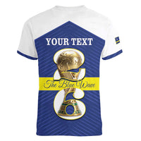 Personalized Curacao Football Women V-Neck T-Shirt 2026 The Blue Wave is Rising - Wonder Print Shop