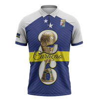 Personalized Curacao Football Zipper Polo Shirt 2026 The Blue Wave is Rising - Wonder Print Shop