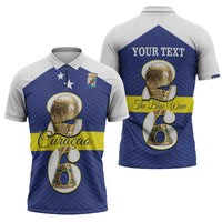 Personalized Curacao Football Zipper Polo Shirt 2026 The Blue Wave is Rising - Wonder Print Shop