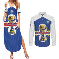 Personalized Cape Verde Football Couples Matching Summer Maxi Dress and Long Sleeve Button Shirt 2026 Tubaroes Azuis First-ever World Cup - Wonder Print Shop