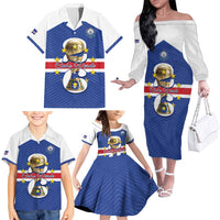 Personalized Cape Verde Football Family Matching Off The Shoulder Long Sleeve Dress and Hawaiian Shirt 2026 Tubaroes Azuis First-ever World Cup - Wonder Print Shop