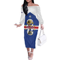 Personalized Cape Verde Football Family Matching Off The Shoulder Long Sleeve Dress and Hawaiian Shirt 2026 Tubaroes Azuis First-ever World Cup - Wonder Print Shop