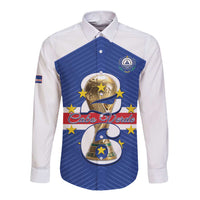 Personalized Cape Verde Football Long Sleeve Button Shirt 2026 Tubaroes Azuis First-ever World Cup - Wonder Print Shop