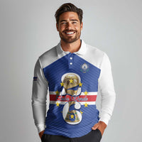 Personalized Cape Verde Football Long Sleeve Polo Shirt 2026 Tubaroes Azuis First-ever World Cup - Wonder Print Shop