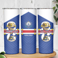 Personalized Cape Verde Football Skinny Tumbler 2026 Tubaroes Azuis First-ever World Cup - Wonder Print Shop
