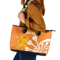 Personalised Netherlands Darts Leather Tote Bag Holland National Color - Grunge Style - Wonder Print Shop