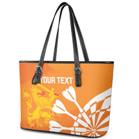 Personalised Netherlands Darts Leather Tote Bag Holland National Color - Grunge Style - Wonder Print Shop