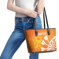 Personalised Netherlands Darts Leather Tote Bag Holland National Color - Grunge Style - Wonder Print Shop