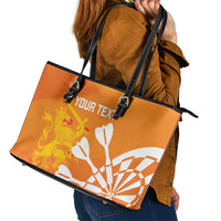 Personalised Netherlands Darts Leather Tote Bag Holland National Color - Grunge Style - Wonder Print Shop