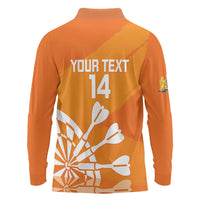 Personalised Netherlands Darts Long Sleeve Polo Shirt Holland National Color - Grunge Style - Wonder Print Shop