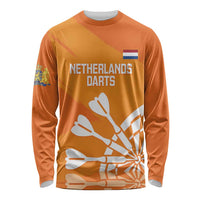 Personalised Netherlands Darts Long Sleeve Shirt Holland National Color - Grunge Style - Wonder Print Shop