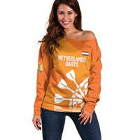 Personalised Netherlands Darts Off Shoulder Sweater Holland National Color - Grunge Style - Wonder Print Shop