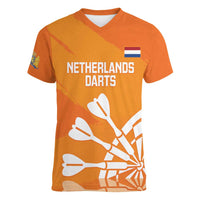 Personalised Netherlands Darts Women V-Neck T-Shirt Holland National Color - Grunge Style - Wonder Print Shop