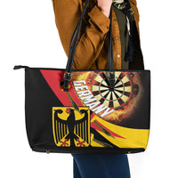 Germany Darts Leather Tote Bag Flaming Dartboard Style - Wonder Print Shop