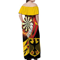 Germany Darts Off Shoulder Maxi Dress Flaming Dartboard Style - Wonder Print Shop