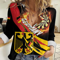 Germany Darts Women Casual Shirt Flaming Dartboard Style - Wonder Print Shop