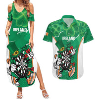 Personalised Ireland Darts Couples Matching Summer Maxi Dress and Hawaiian Shirt Irish Dartboard Mascot Shamrock Pattern - Wonder Print Shop