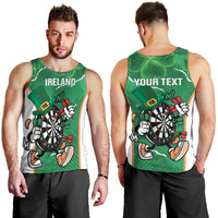 Personalised Ireland Darts Men Tank Top Irish Dartboard Mascot Shamrock Pattern - Wonder Print Shop
