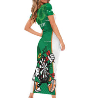 Personalised Ireland Darts Short Sleeve Bodycon Dress Irish Dartboard Mascot Shamrock Pattern - Wonder Print Shop
