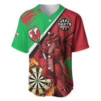 Personalised Wales Darts Baseball Jersey Welsh Dragon - Grunge Style - Wonder Print Shop