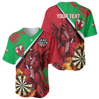 Personalised Wales Darts Baseball Jersey Welsh Dragon - Grunge Style - Wonder Print Shop