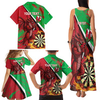 Personalised Wales Darts Family Matching Tank Maxi Dress and Hawaiian Shirt Welsh Dragon - Grunge Style - Wonder Print Shop