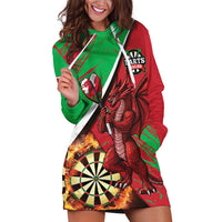 Personalised Wales Darts Hoodie Dress Welsh Dragon - Grunge Style - Wonder Print Shop