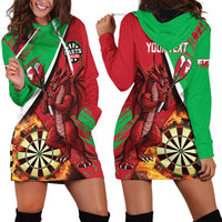 Personalised Wales Darts Hoodie Dress Welsh Dragon - Grunge Style - Wonder Print Shop