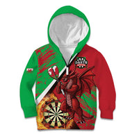 Personalised Wales Darts Kid Hoodie Welsh Dragon - Grunge Style - Wonder Print Shop