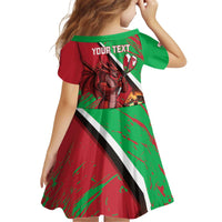 Personalised Wales Darts Kid Short Sleeve Dress Welsh Dragon - Grunge Style - Wonder Print Shop