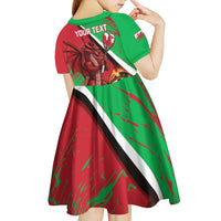 Personalised Wales Darts Kid Short Sleeve Dress Welsh Dragon - Grunge Style - Wonder Print Shop