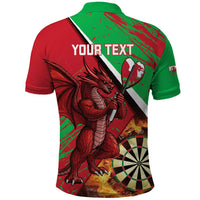 Personalised Wales Darts Polo Shirt Welsh Dragon - Grunge Style - Wonder Print Shop