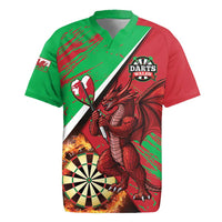 Personalised Wales Darts Rugby Jersey Welsh Dragon - Grunge Style - Wonder Print Shop