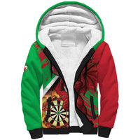 Personalised Wales Darts Sherpa Hoodie Welsh Dragon - Grunge Style - Wonder Print Shop