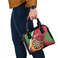 Personalised Wales Darts Shoulder Handbag Welsh Dragon - Grunge Style