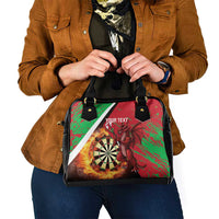 Personalised Wales Darts Shoulder Handbag Welsh Dragon - Grunge Style