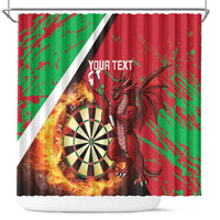 Personalised Wales Darts Shower Curtain Welsh Dragon - Grunge Style