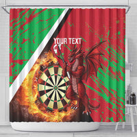 Personalised Wales Darts Shower Curtain Welsh Dragon - Grunge Style