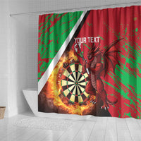 Personalised Wales Darts Shower Curtain Welsh Dragon - Grunge Style