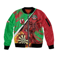 Personalised Wales Darts Sleeve Zip Bomber Jacket Welsh Dragon - Grunge Style - Wonder Print Shop