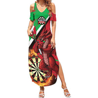 Personalised Wales Darts Summer Maxi Dress Welsh Dragon - Grunge Style - Wonder Print Shop