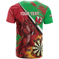 Personalised Wales Darts T Shirt Welsh Dragon - Grunge Style - Wonder Print Shop