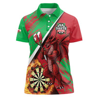 Personalised Wales Darts Women Polo Shirt Welsh Dragon - Grunge Style - Wonder Print Shop