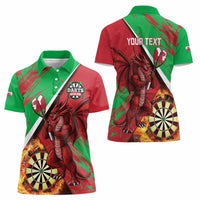 Personalised Wales Darts Women Polo Shirt Welsh Dragon - Grunge Style - Wonder Print Shop