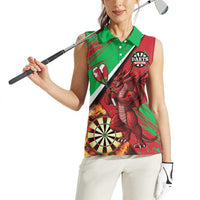 Personalised Wales Darts Women Sleeveless Polo Shirt Welsh Dragon - Grunge Style - Wonder Print Shop