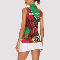 Personalised Wales Darts Women Sleeveless Polo Shirt Welsh Dragon - Grunge Style - Wonder Print Shop